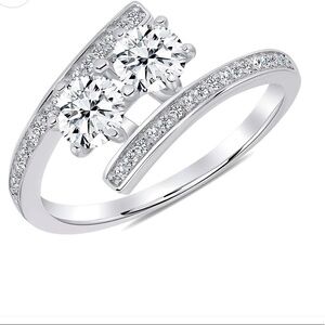 Double Round CZ Stone Promise Engagement Ring